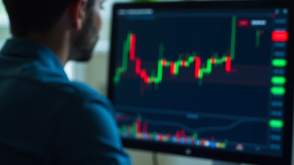 Gráfico detalhado de candlesticks coloridos mostrando movimento de preço ao longo do tempo
