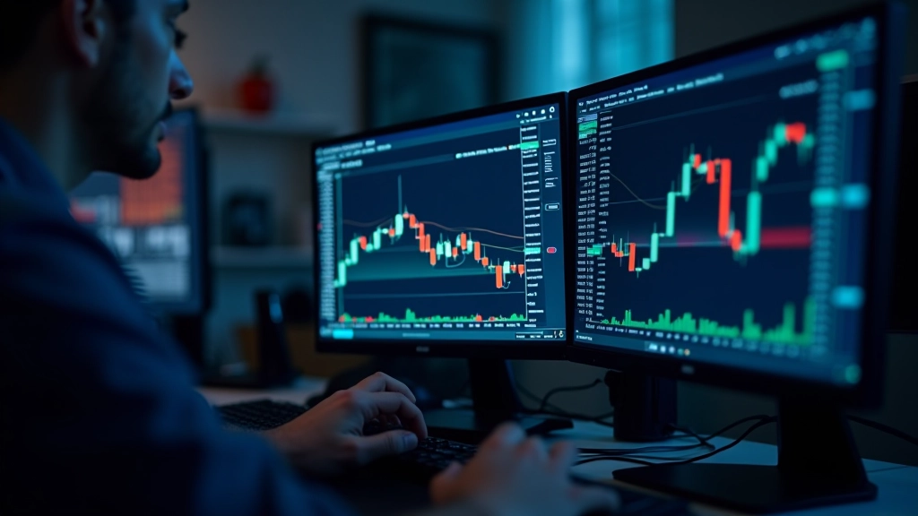 Múltiplos gráficos financeiros mostrando linhas de média móvel