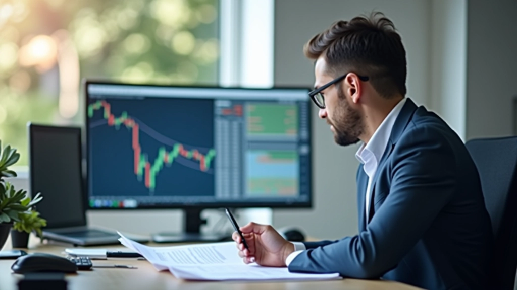 Analista financeiro a estudar gráficos de mercado e padrões técnicos